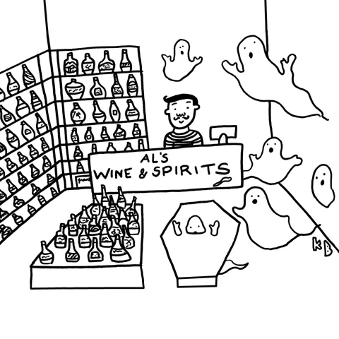 At Al's Wine and Spirits store, he sells wine and spirits, but the spirits are not liquor - they are ghosts. 