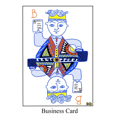 A face card from a deck of playing cards holds a briefcase and resume. 