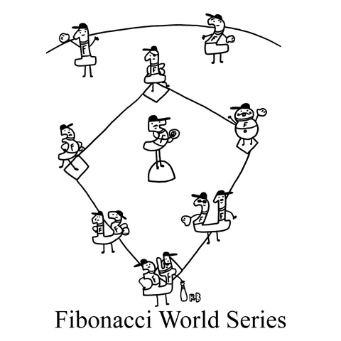 The digits from the Fibonacci sequence play baseball in this math and sports mashup. 